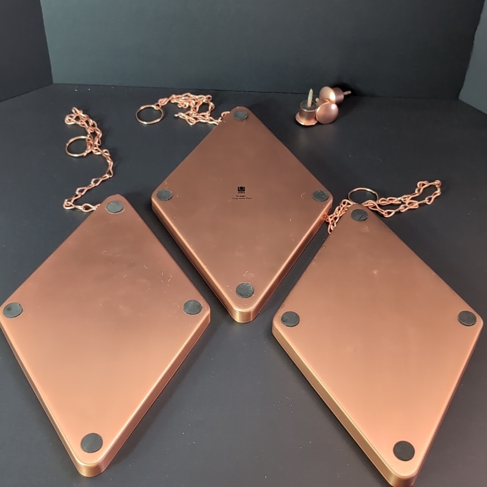 Umbra Diamond Shape Set Of 3 Copper Hanging Mirrors - Picture 4 of 5